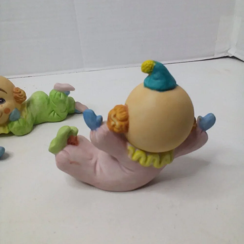 Vintage Ceramic Baby Clowns Lot of 3 Figurine Painted Shelf Sitter
